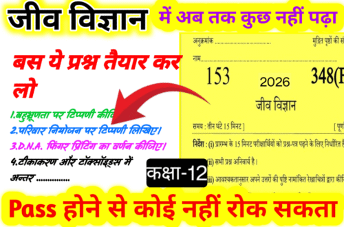 UP Board Class 12 Biology 2026 Important Questions